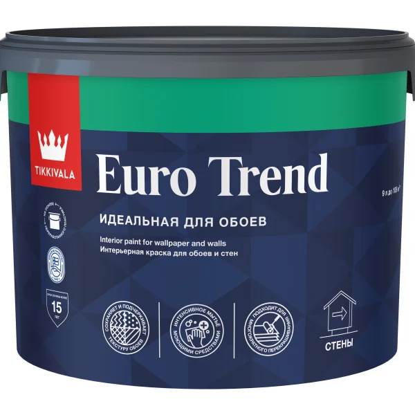 Tikkivala EURO TREND A краска для обоев матовая 9 л