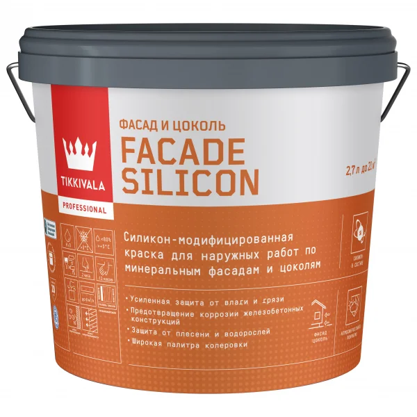 Tikkivala Facade Silicon VVA Краска фасадная гл/мат 2,7 л