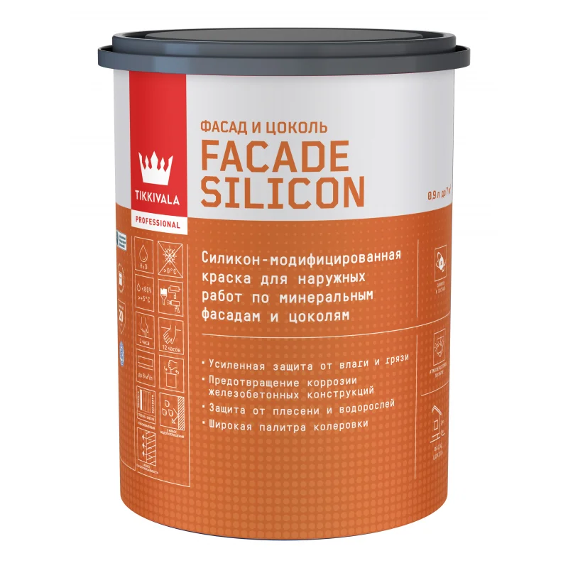 Tikkivala Facade Silicon C Краска фасадная гл/мат 0,9 л