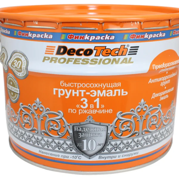DecoTech Грунт-эмаль 3в1 шокол.-коричн.1,8кг  под RAL8017