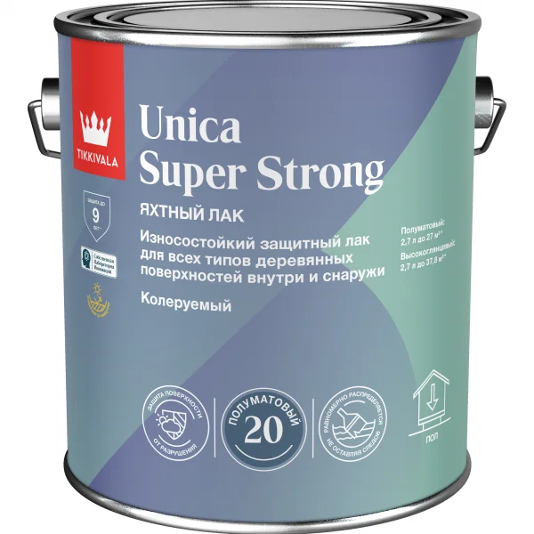Tikkivala UNICA SUPER STRONG 20 лак п/мат. 2,7 л